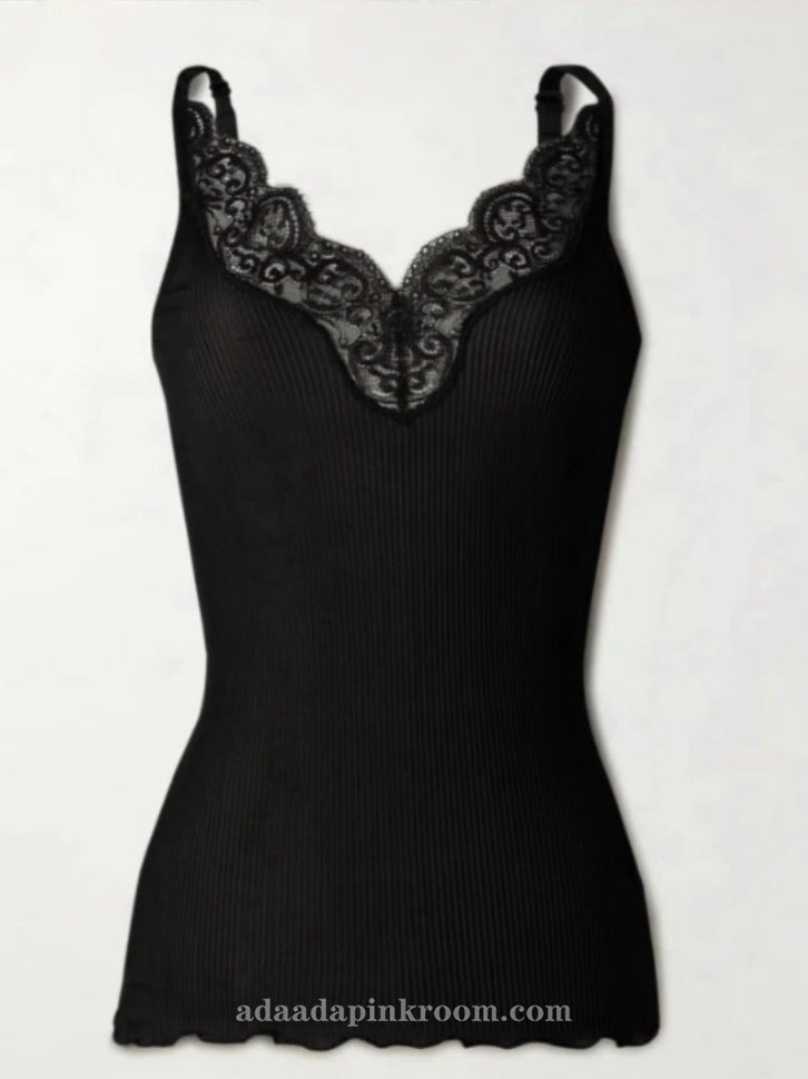 Lace base v-neck silk camisole
