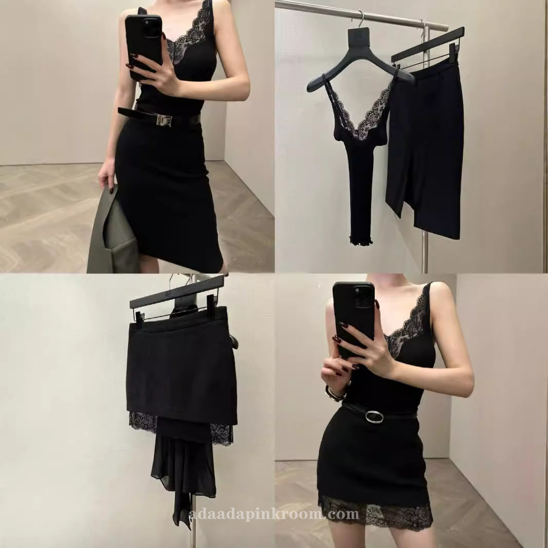 Lace base v-neck silk camisole