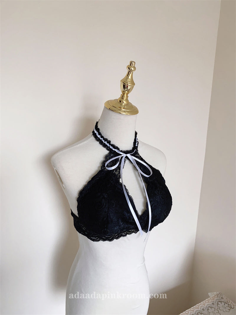 Lace hanging neck tube top underwear