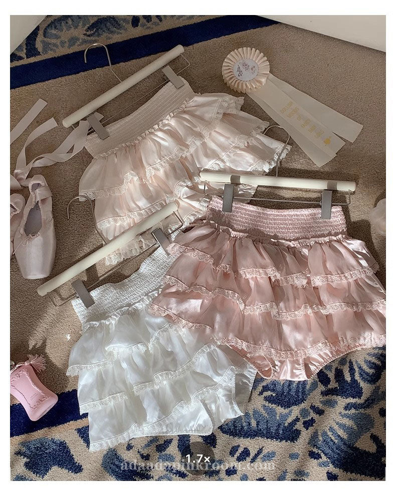 Rose Pink Satin All-match Cake Skirt