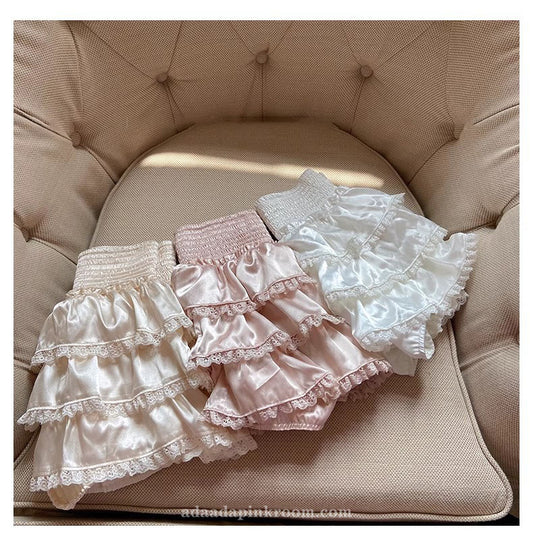 Rose Pink Satin All-match Cake Skirt