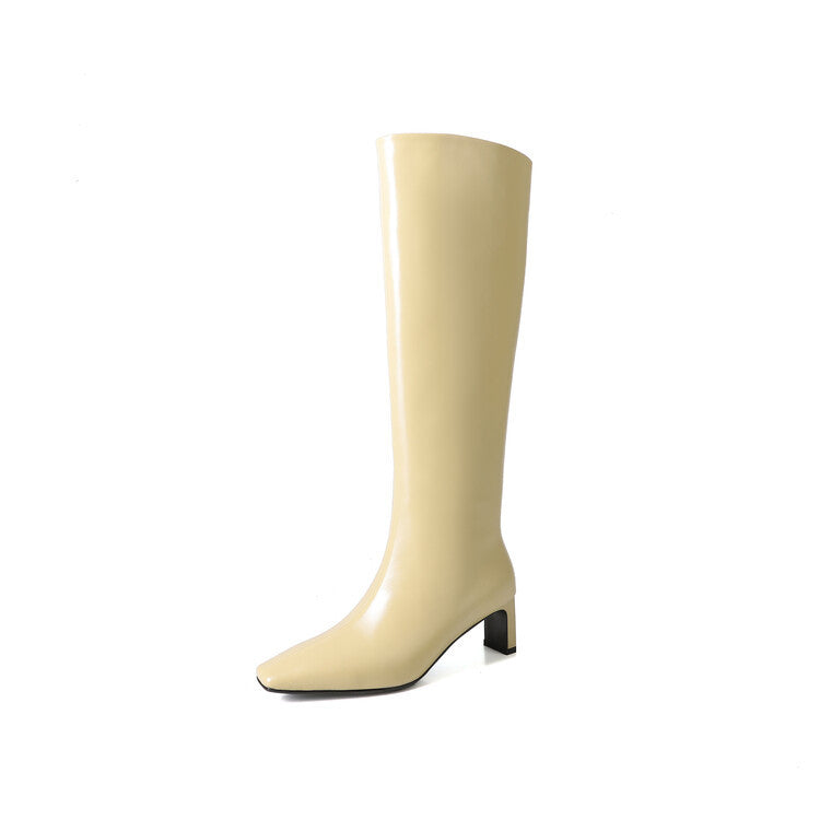 Yellow leather fashion boots