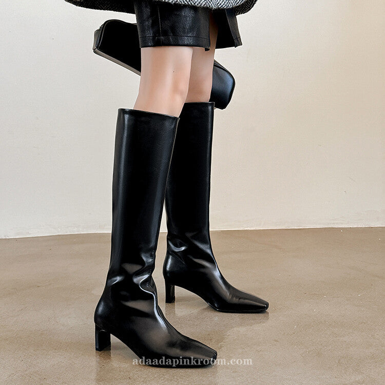Yellow leather fashion boots