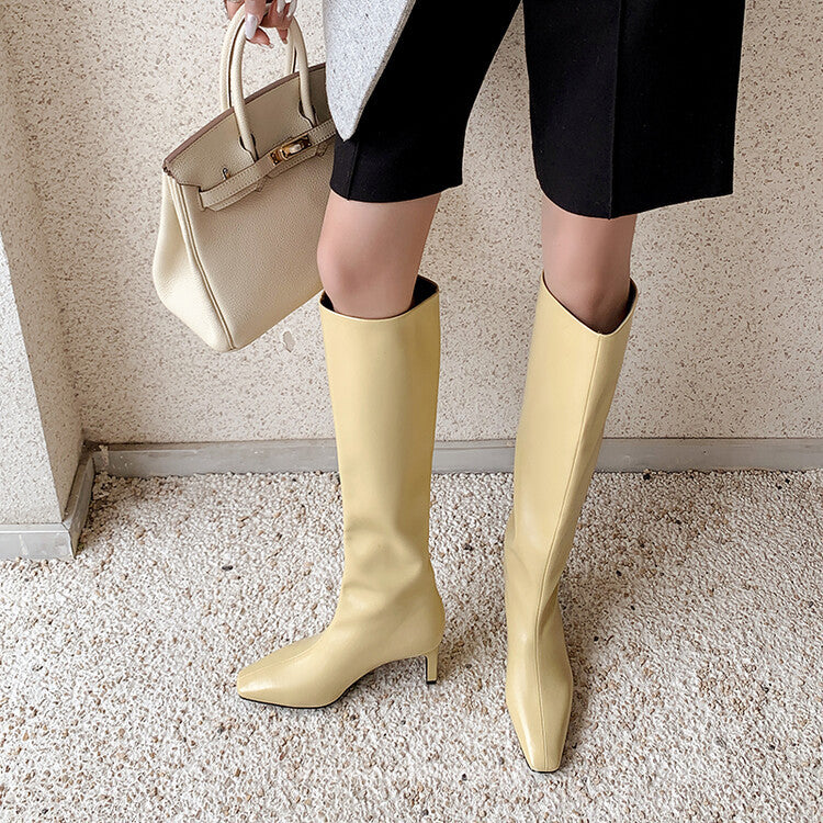 Yellow leather fashion boots