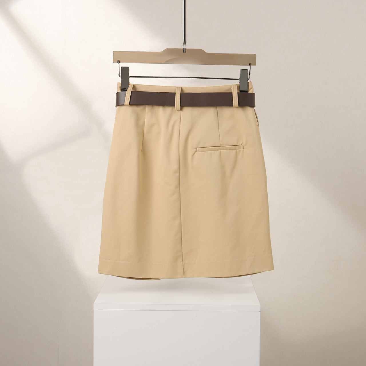 Draped skirt with belt