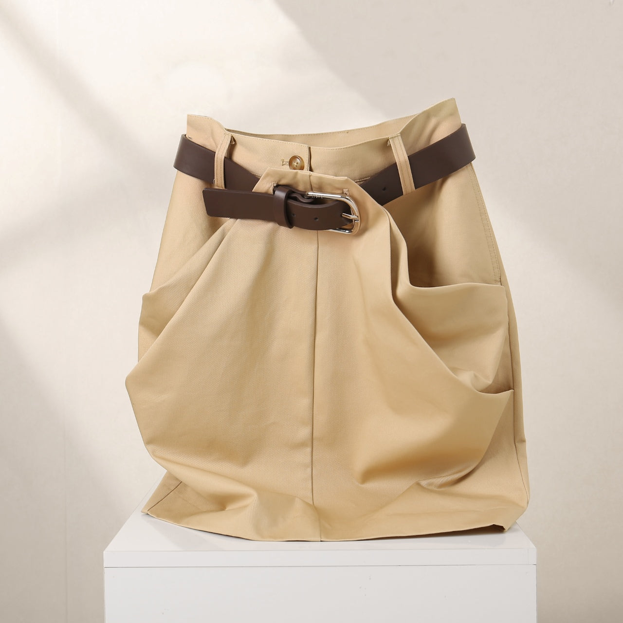 Draped skirt with belt