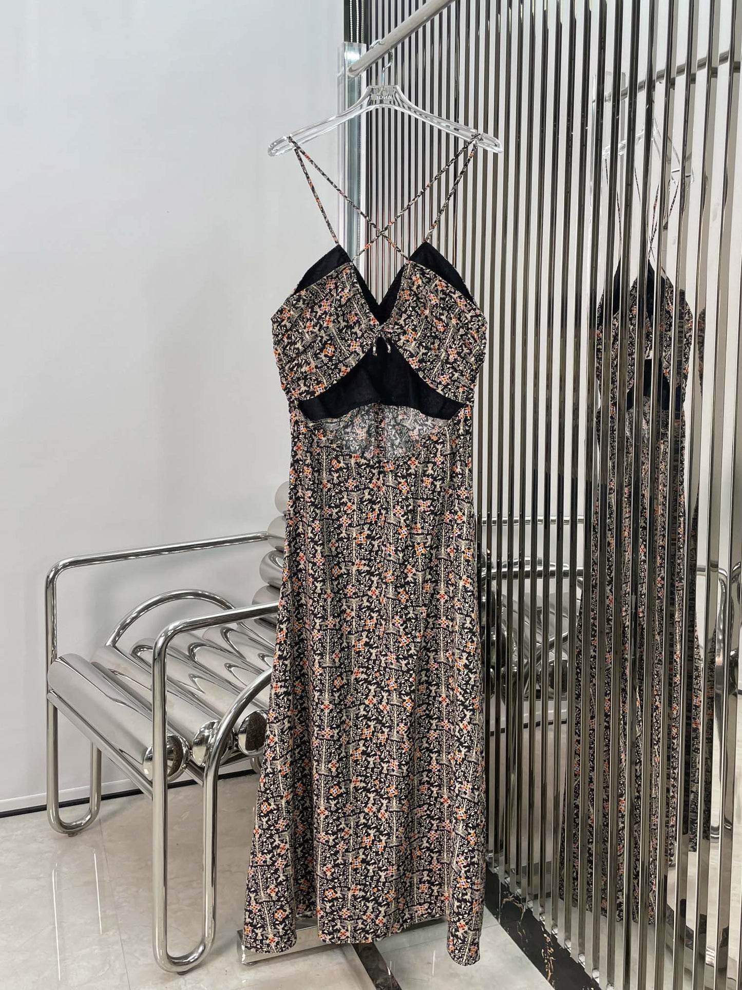 Printed suspender dress
