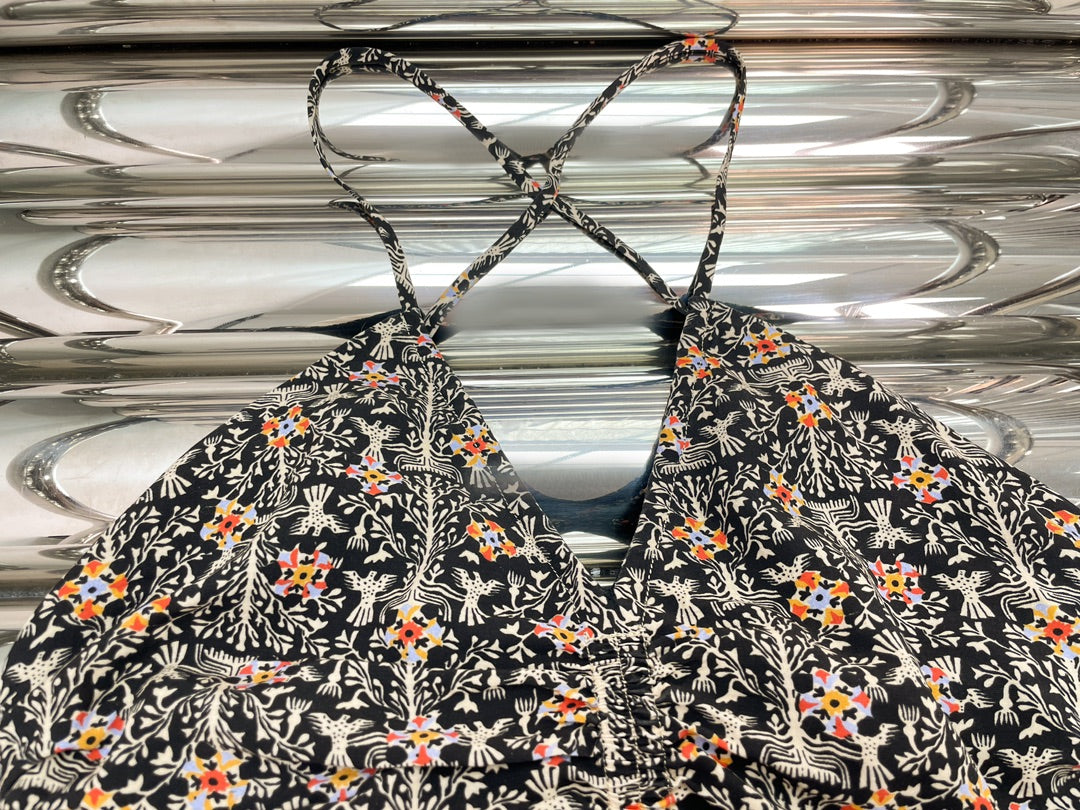 Printed suspender dress