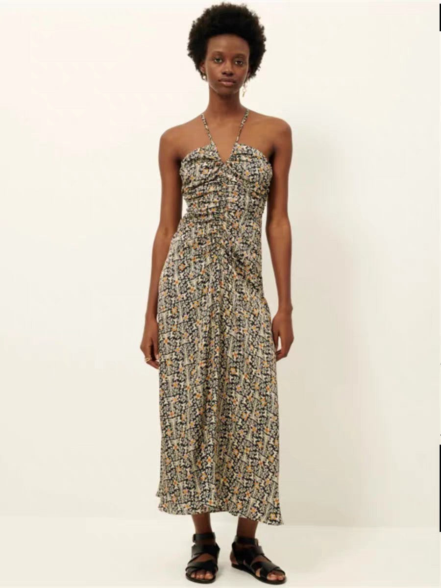 Printed suspender dress