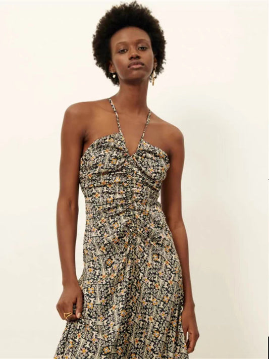 Printed suspender dress