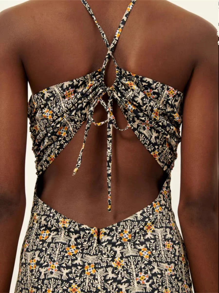 Printed suspender dress