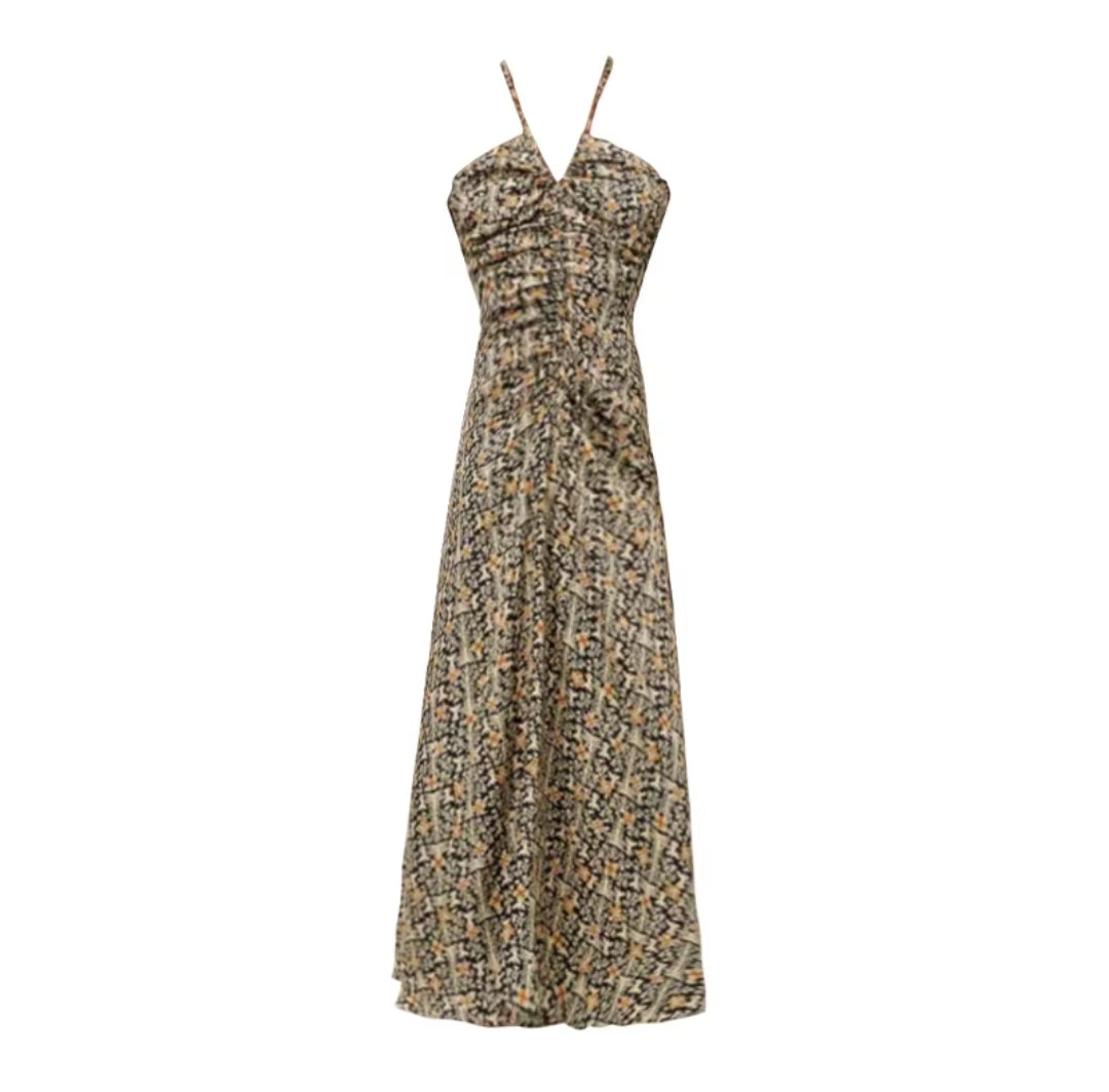 Printed suspender dress