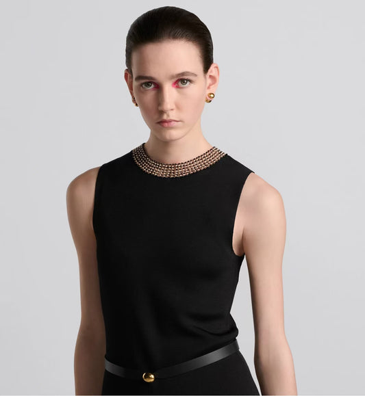 Neckline beaded knit dress