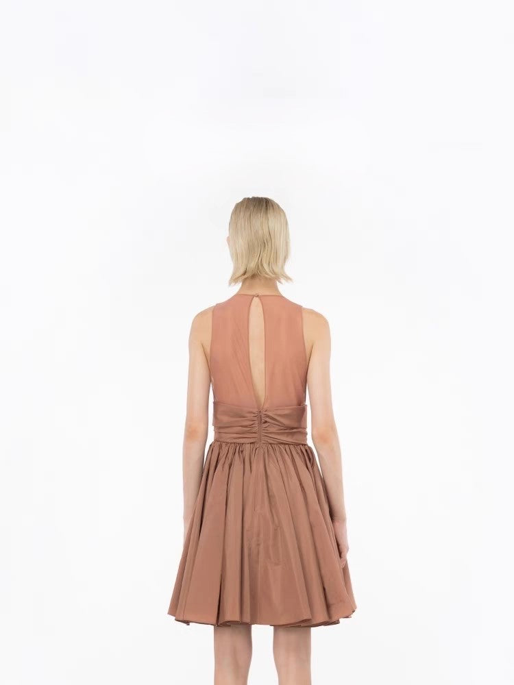 Halter neck pleated dress