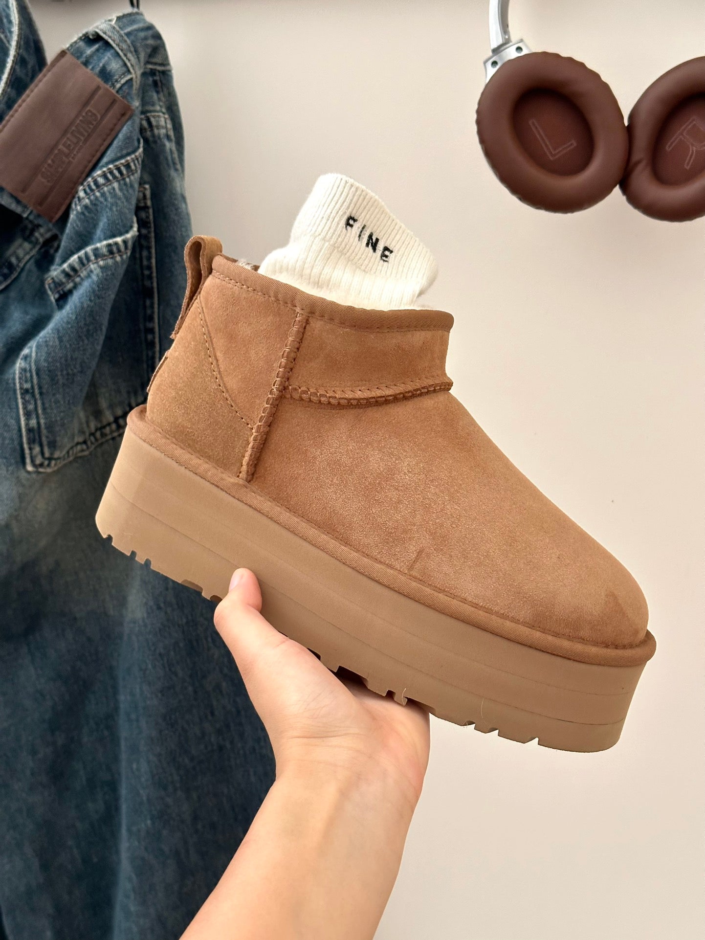 Thick-soled 5cm mini snow boots