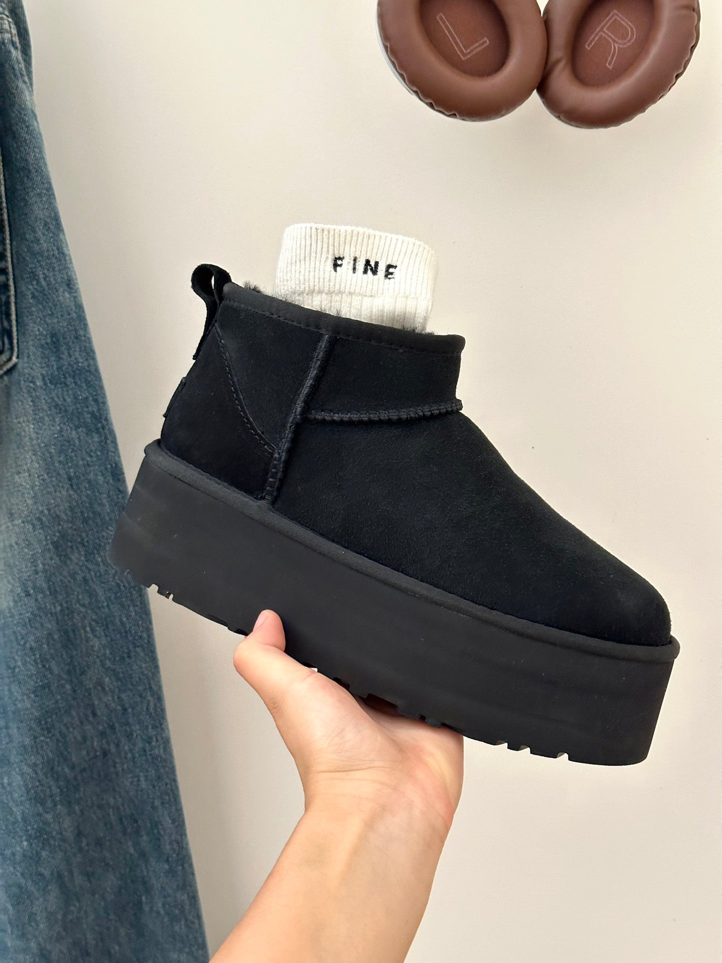 Thick-soled 5cm mini snow boots