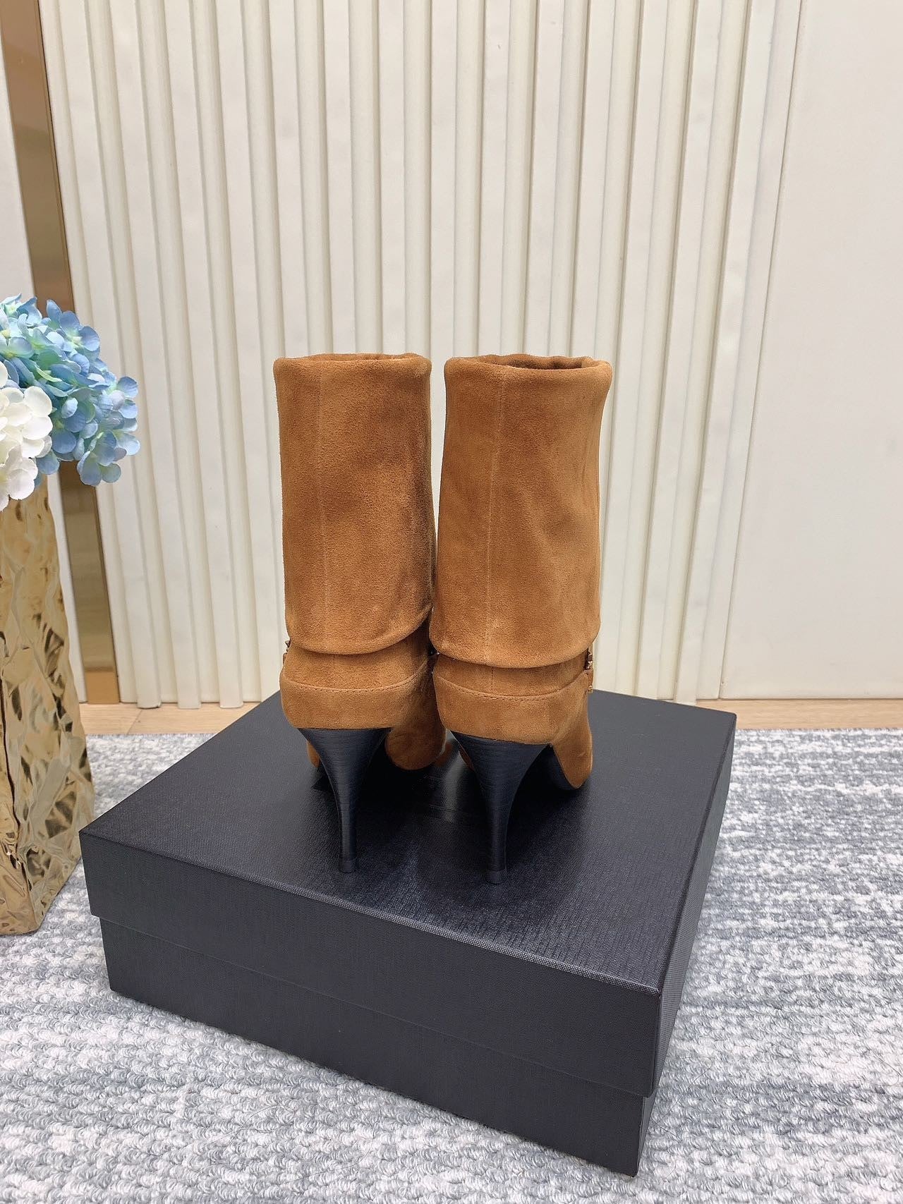 Leather high heel boots