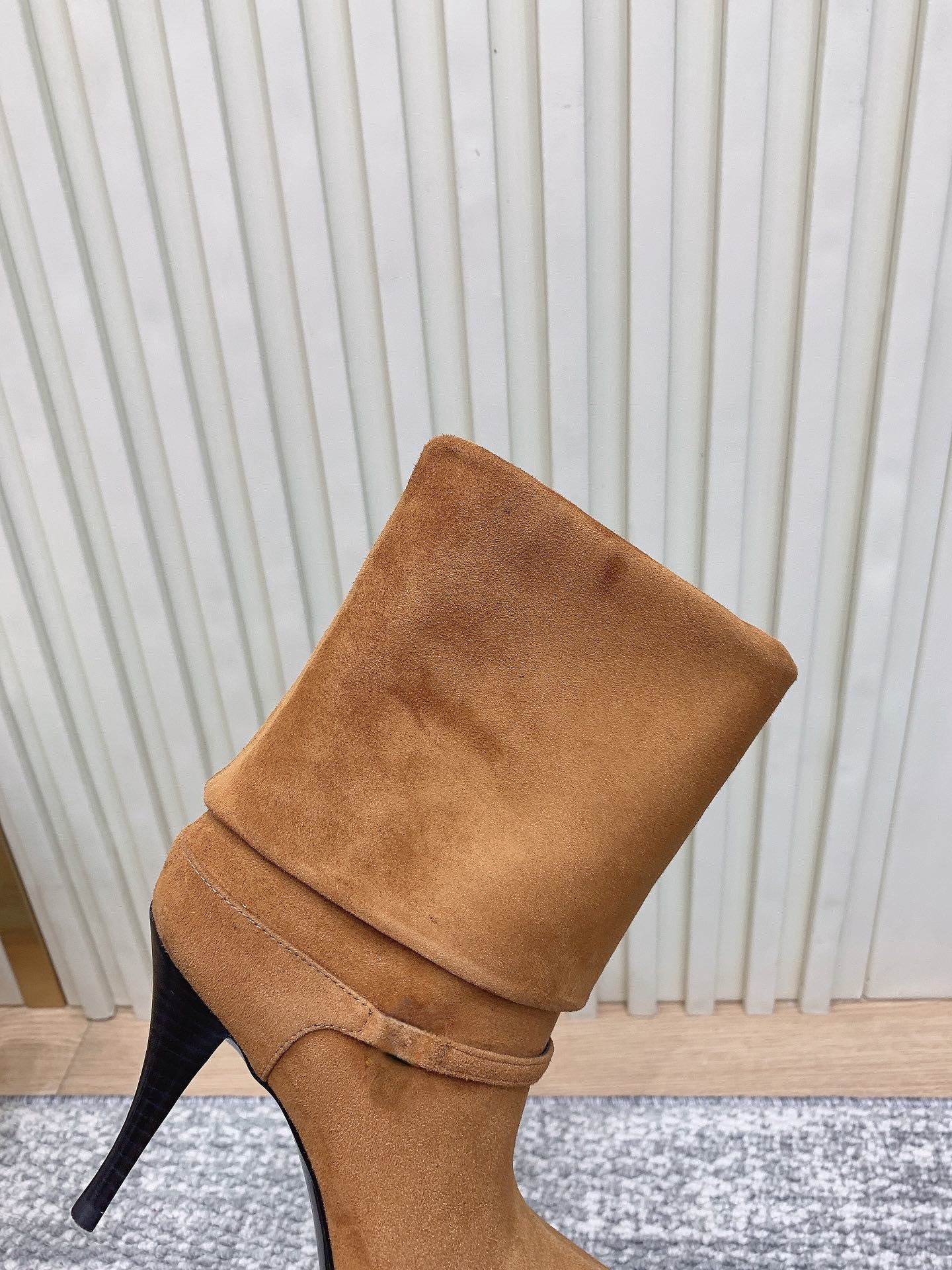 Leather high heel boots