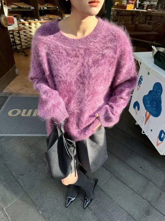 Cashmere brushed crew neck sweater