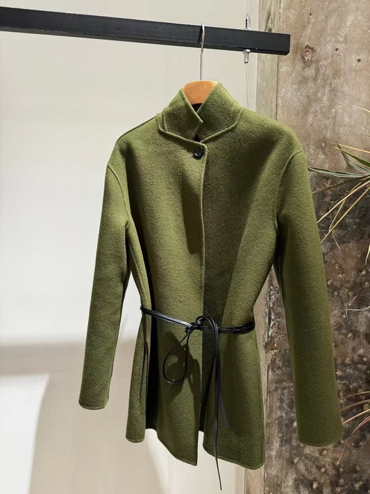 Olive green velvet coat
