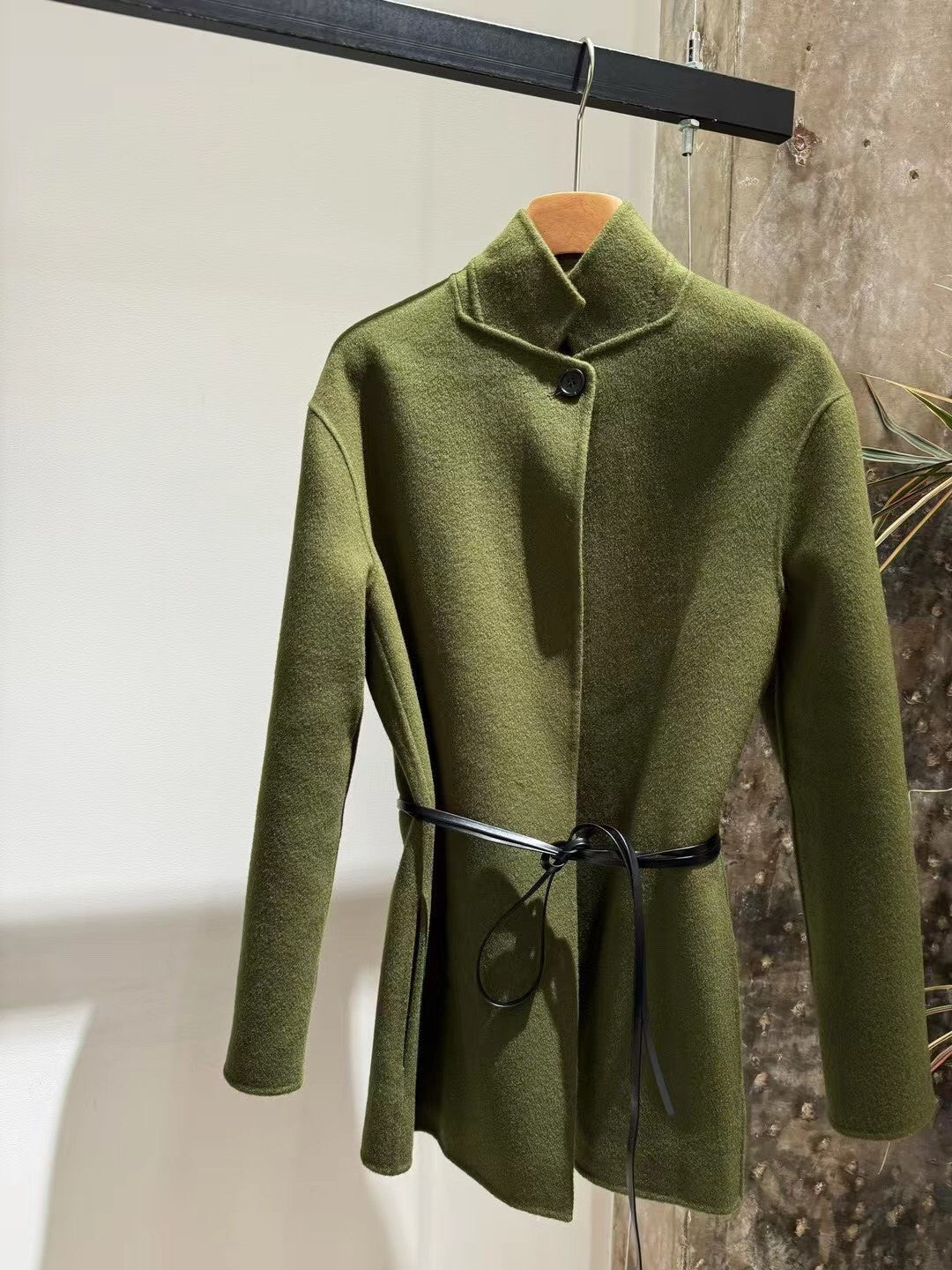 Olive green velvet coat