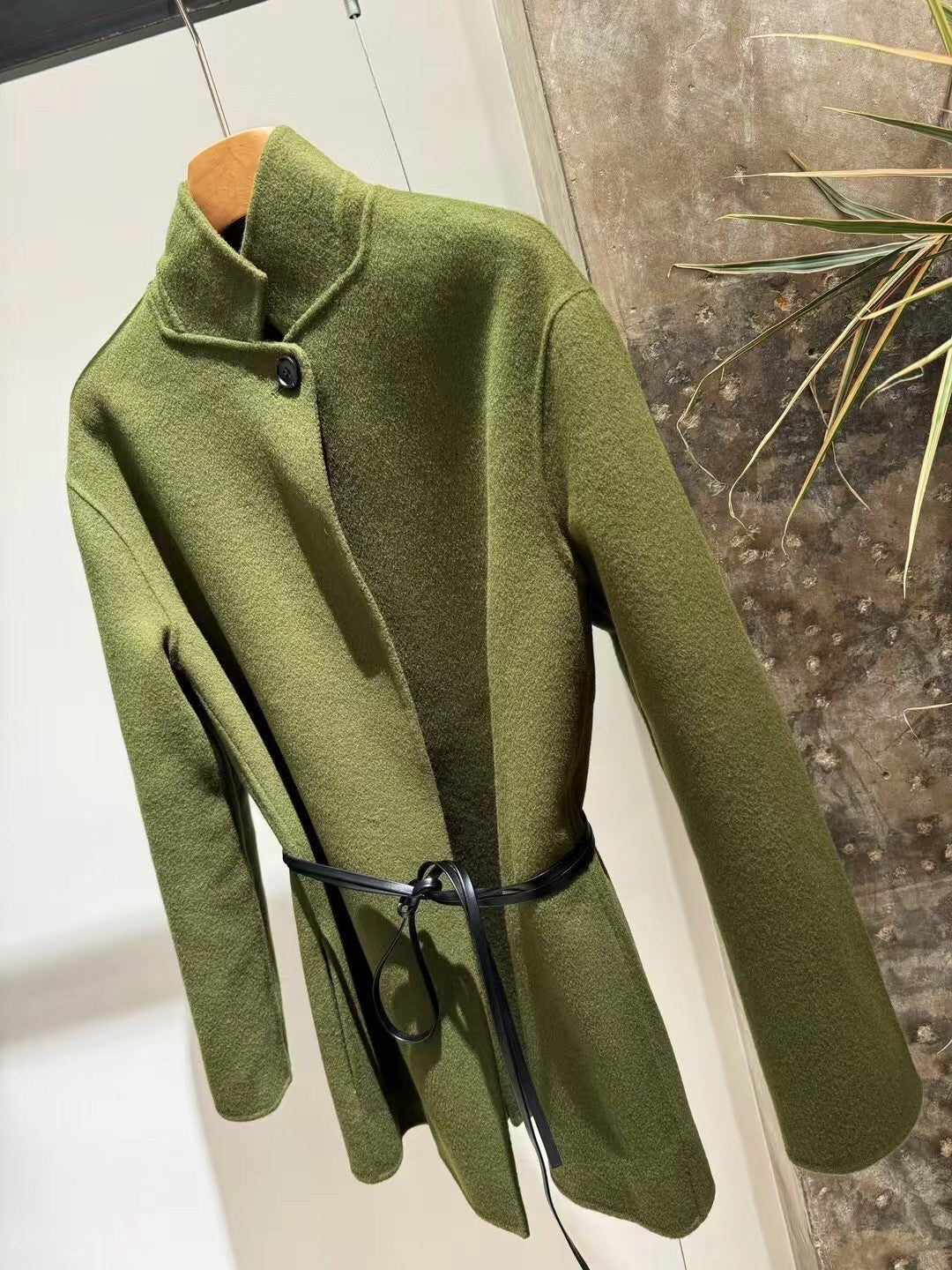 Olive green velvet coat