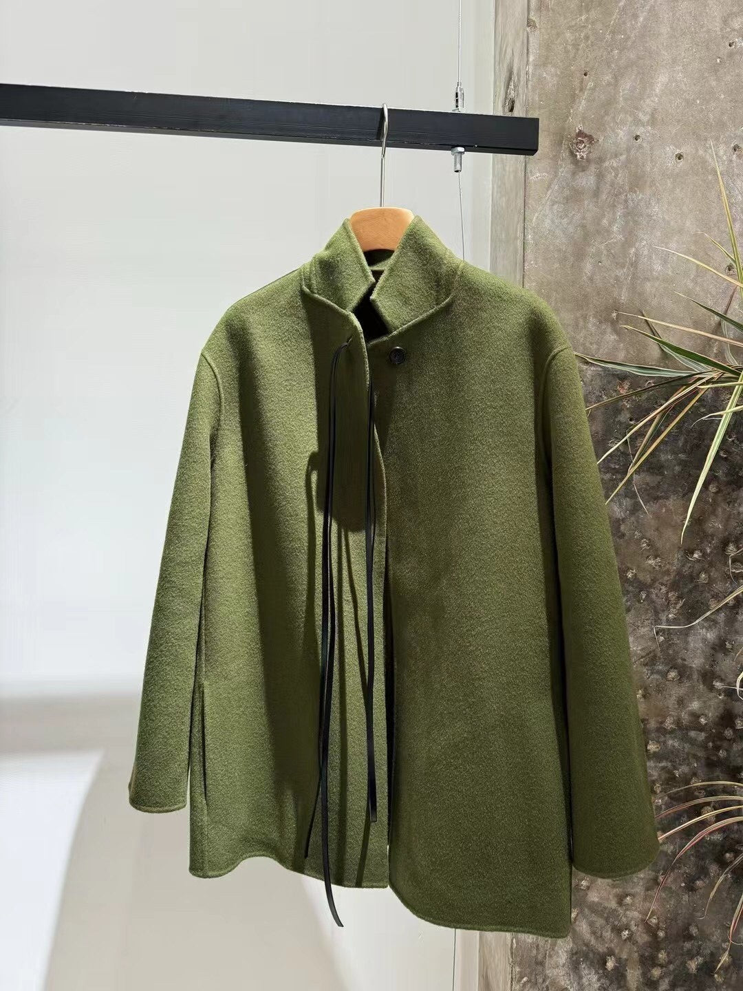 Olive green velvet coat