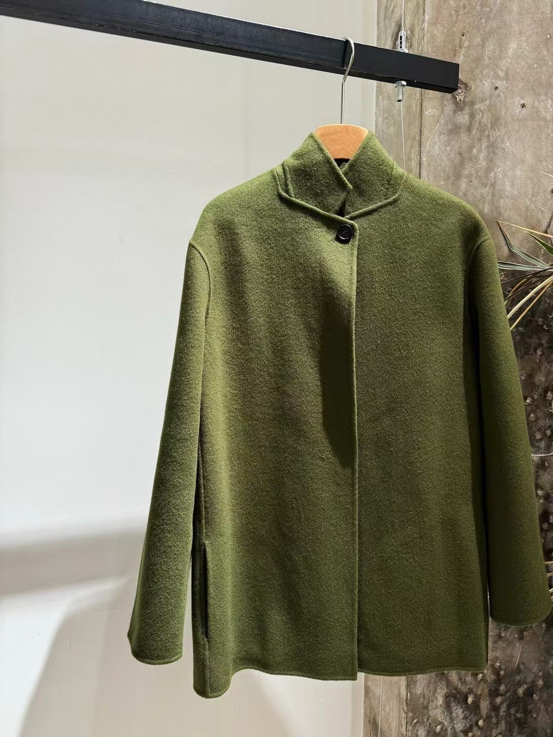 Olive green velvet coat