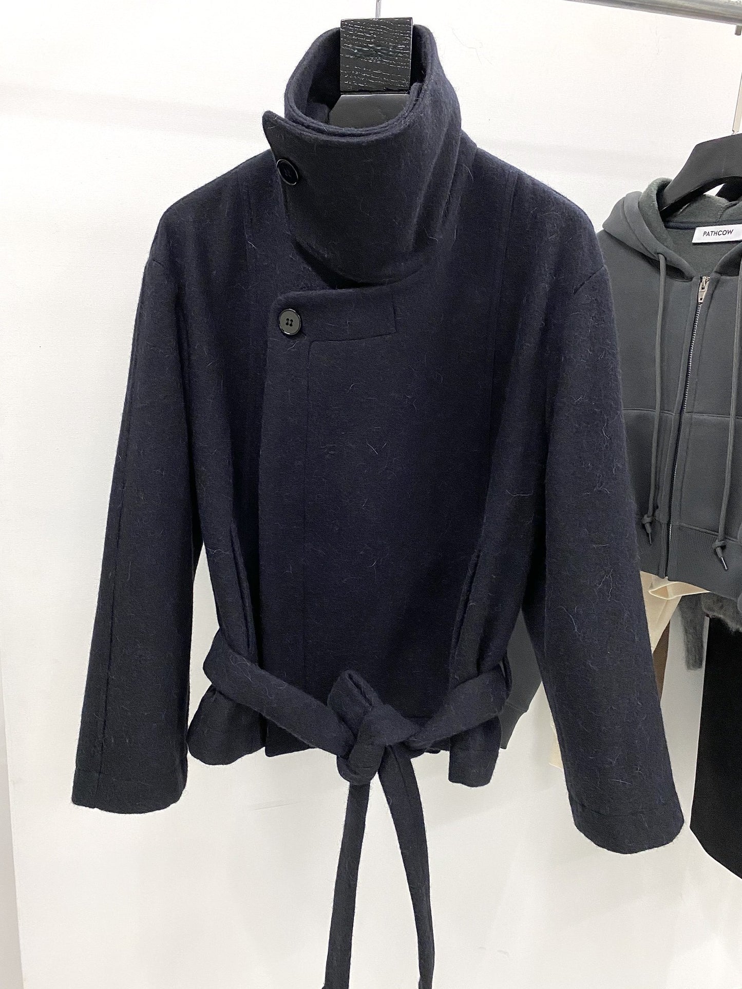WOOL BLEND STAND COLLAR JACKET