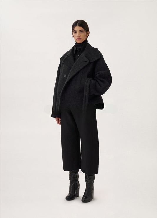 WOOL BLEND STAND COLLAR JACKET