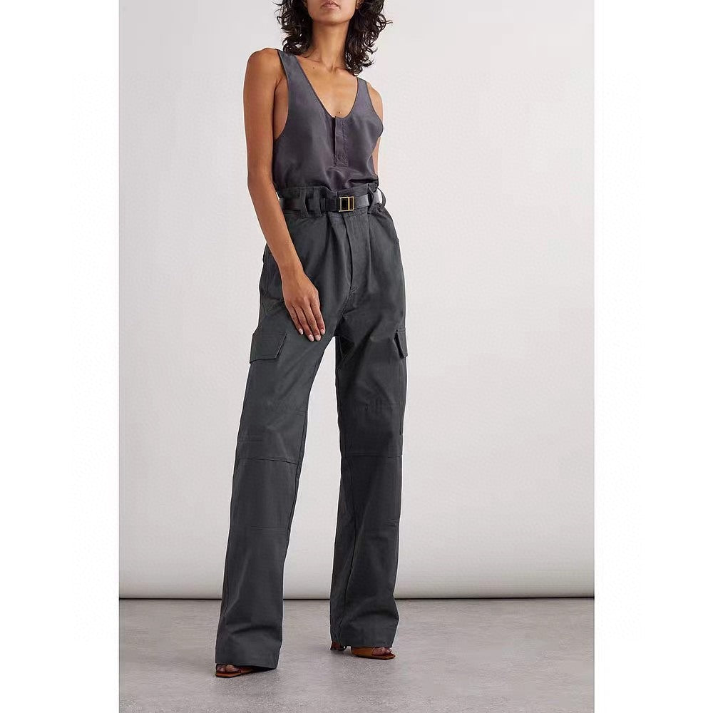 Grey Drawstring Overalls