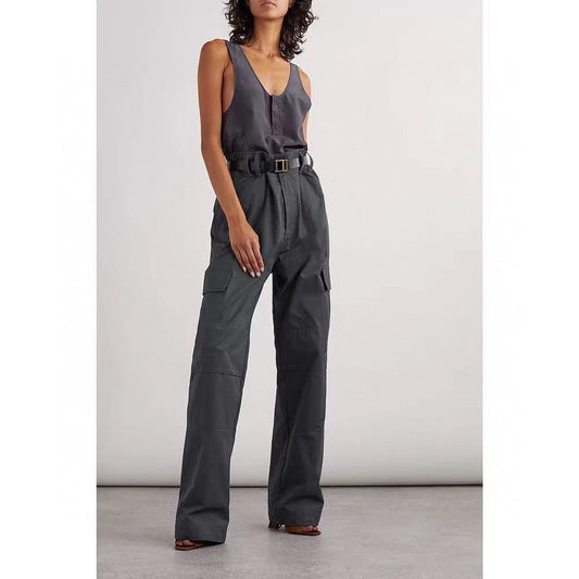 Grey Drawstring Overalls