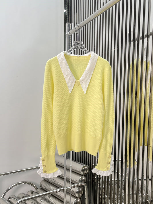 Cashmere lace knit top