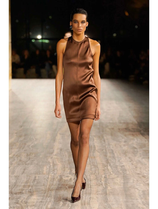 Satin backless dress