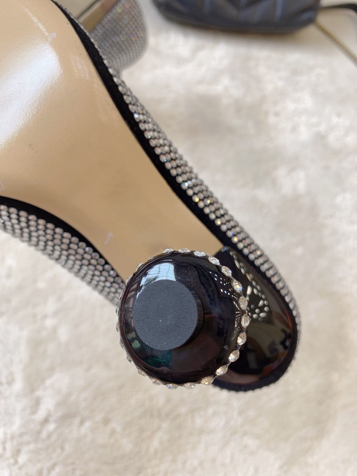 Suede rhinestone high heels