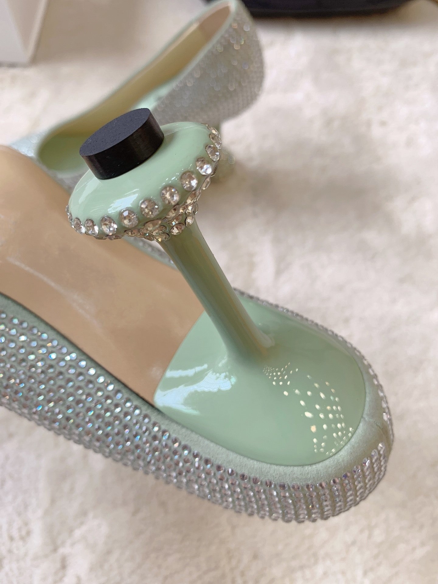 Suede rhinestone high heels