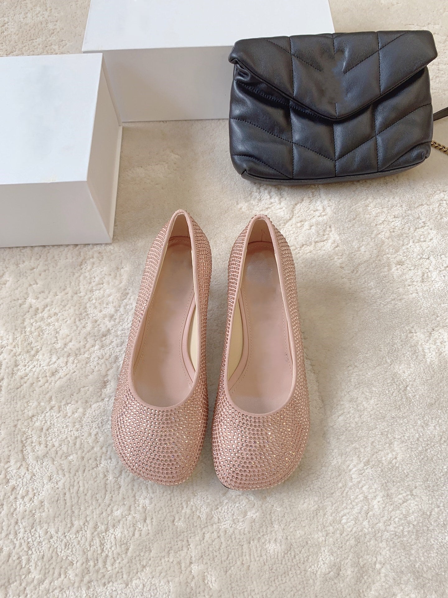Suede rhinestone high heels
