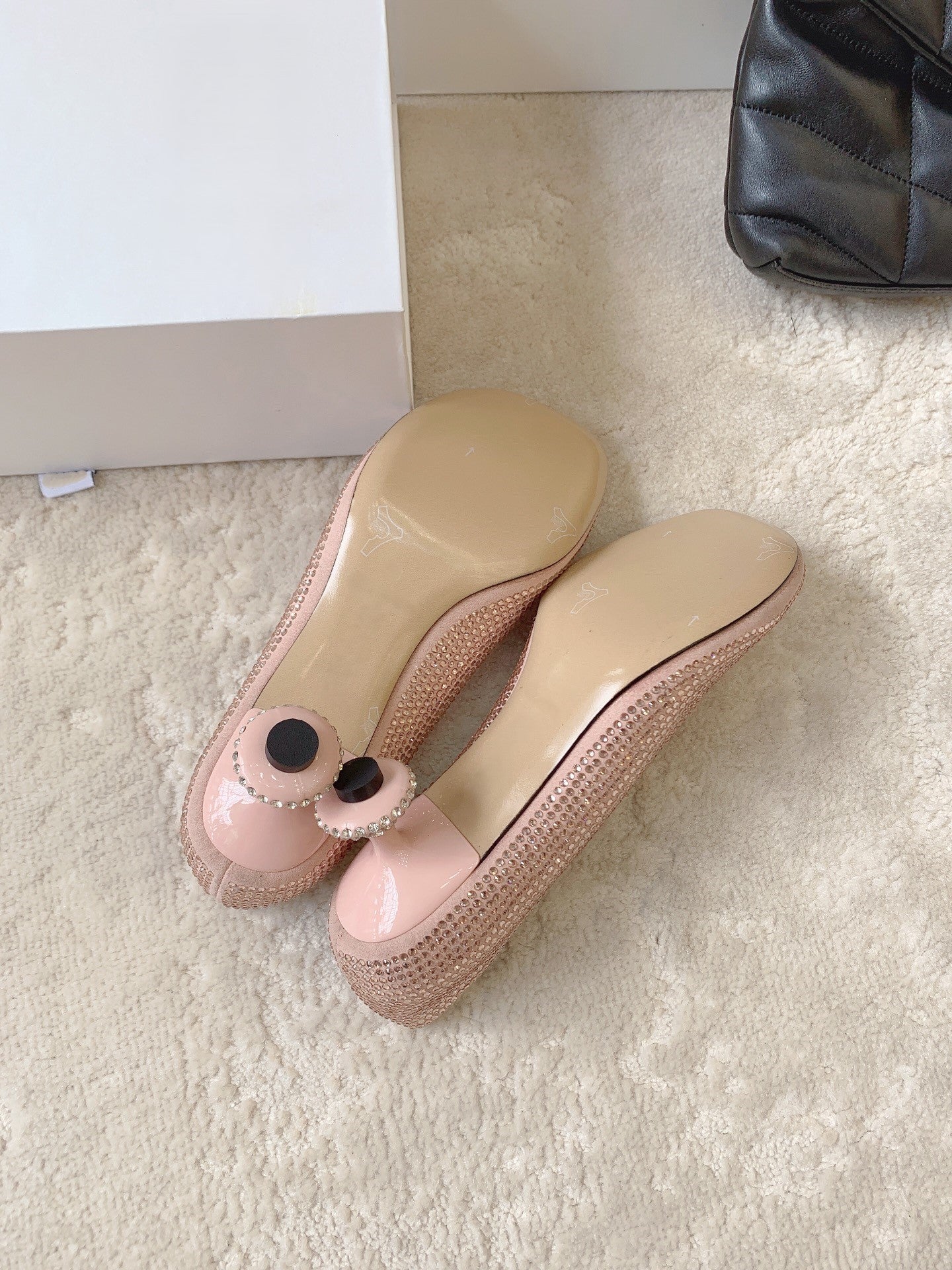 Suede rhinestone high heels