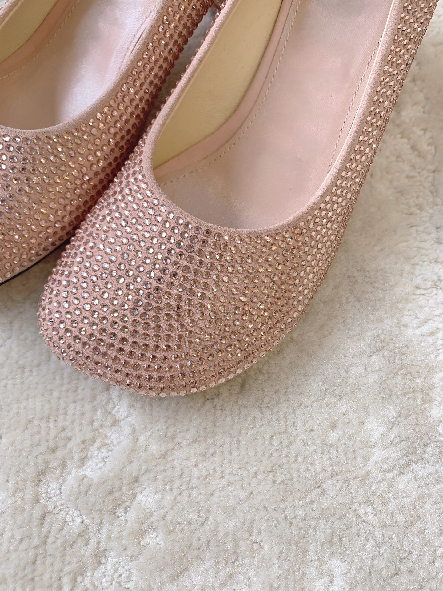 Suede rhinestone high heels