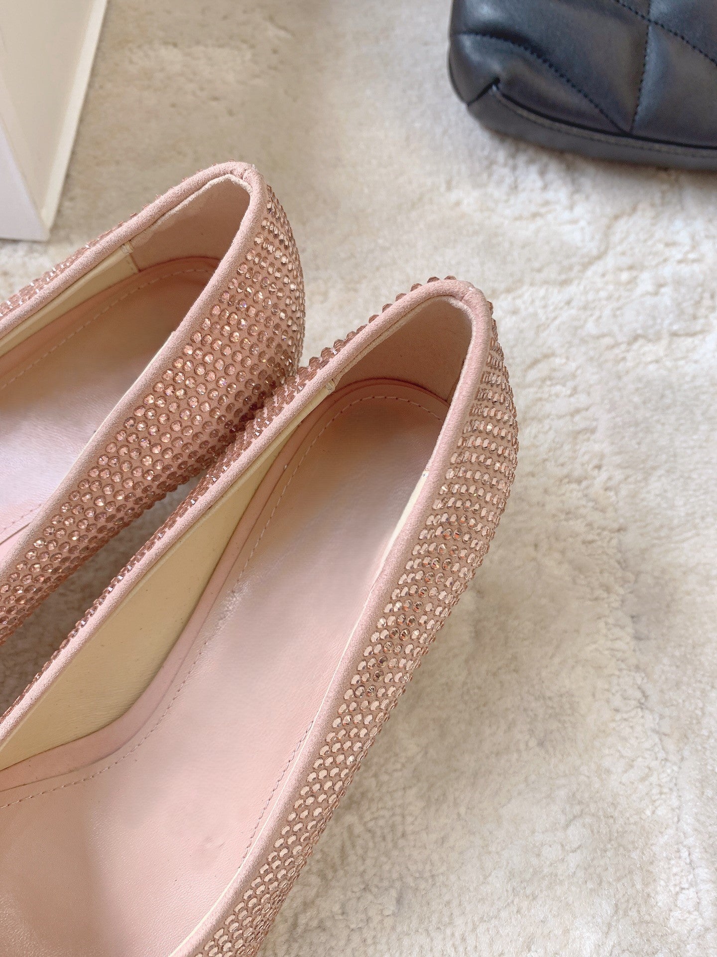 Suede rhinestone high heels