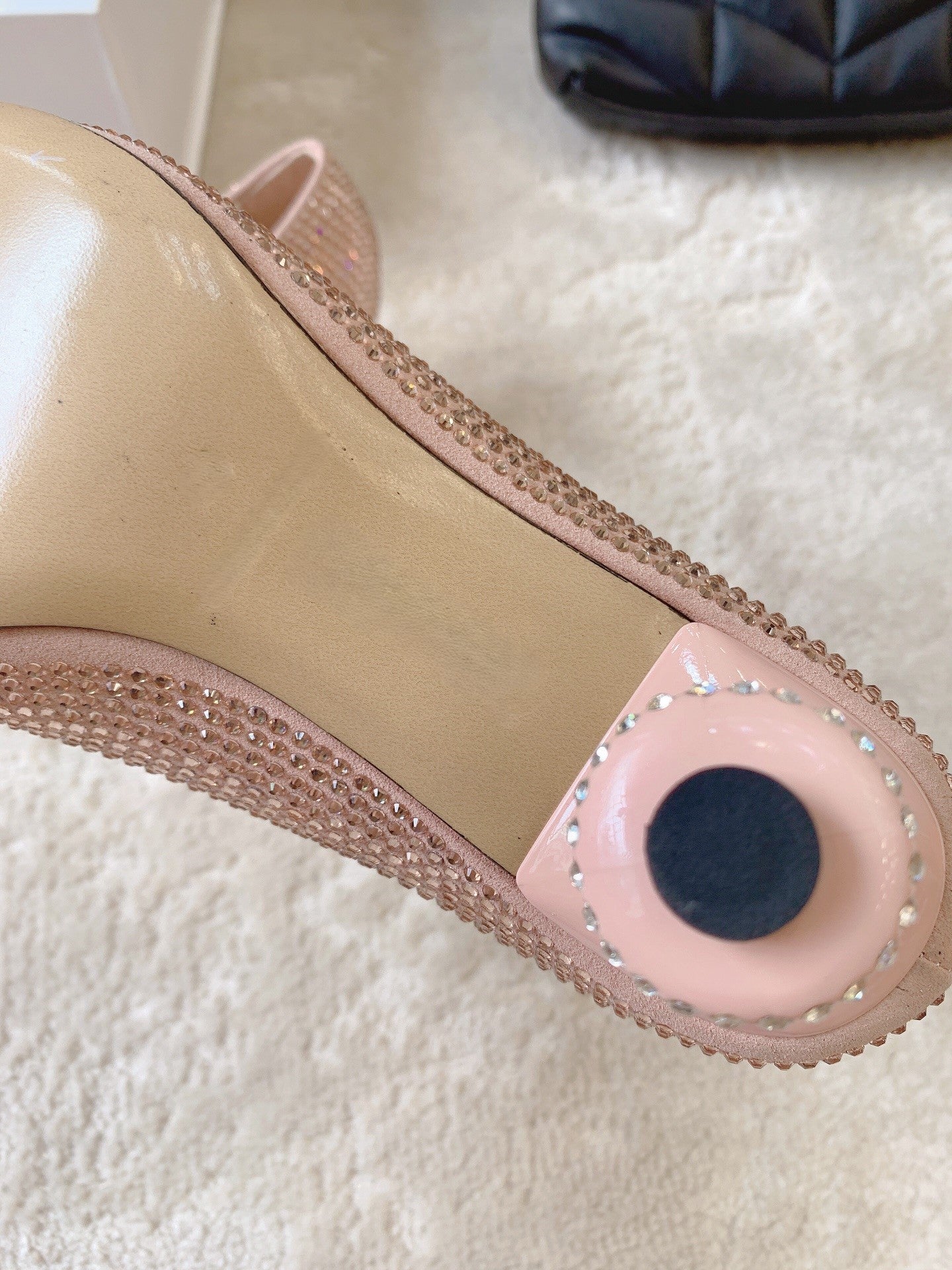 Suede rhinestone high heels