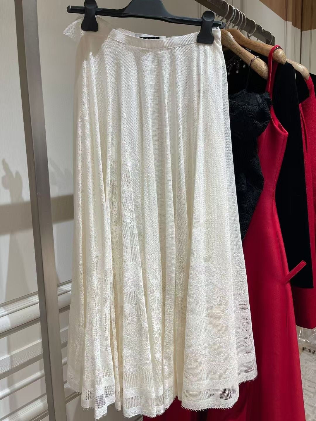 Knitted carved long skirt