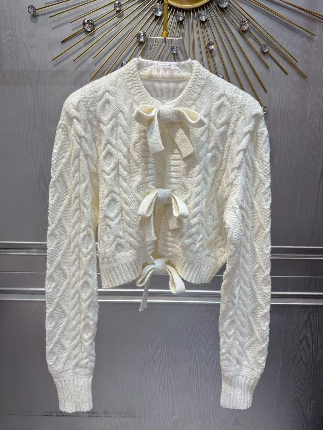 Knitted Bow Cropped Top