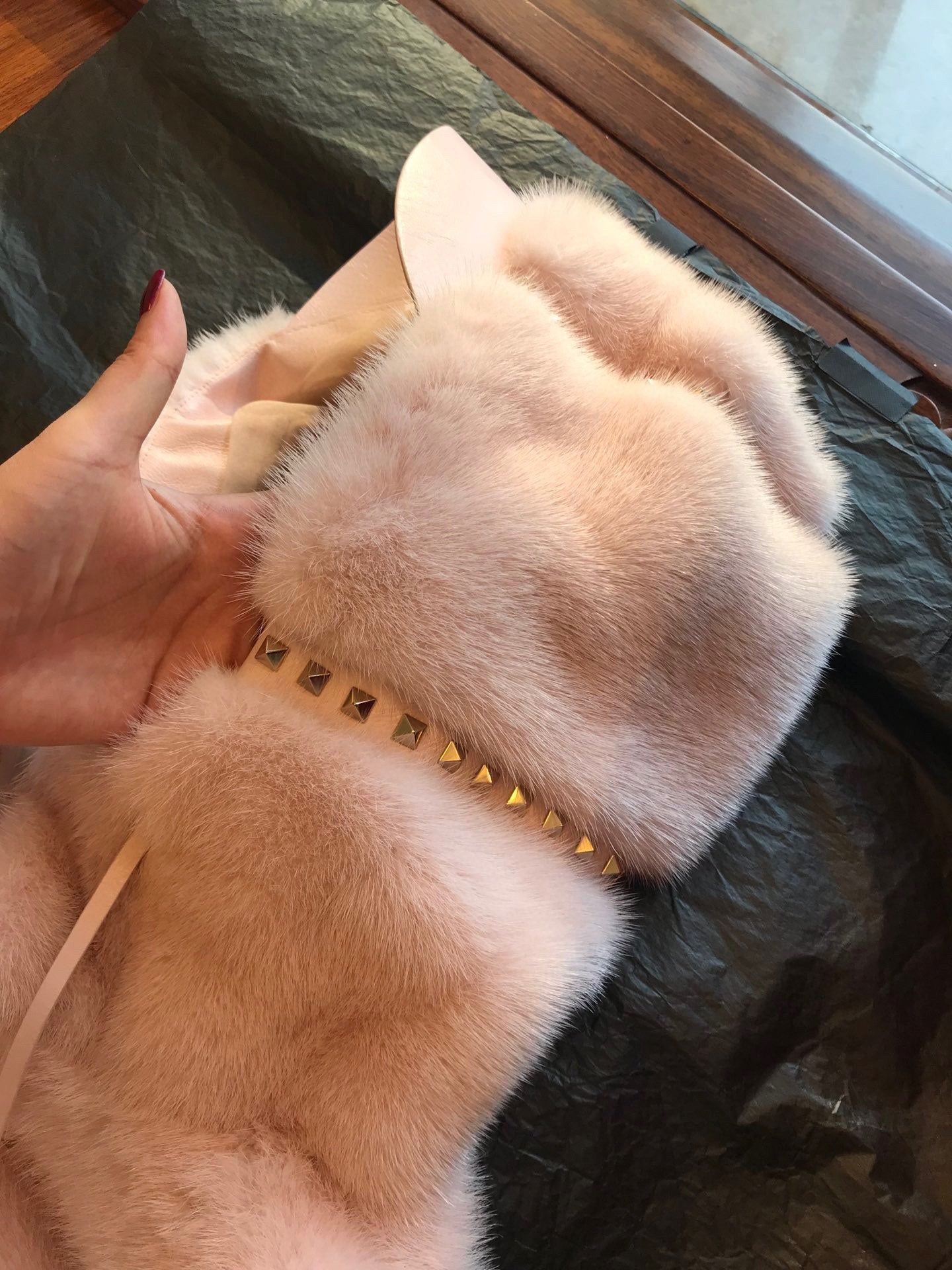 Pink mink coat