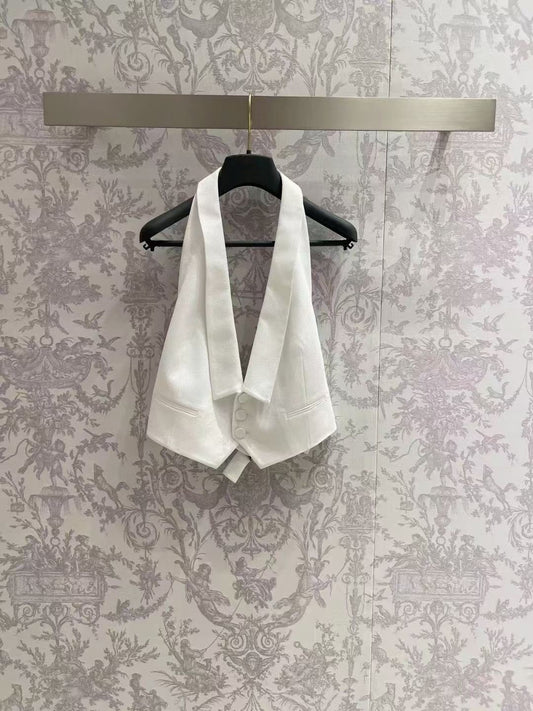 White halter neck vest