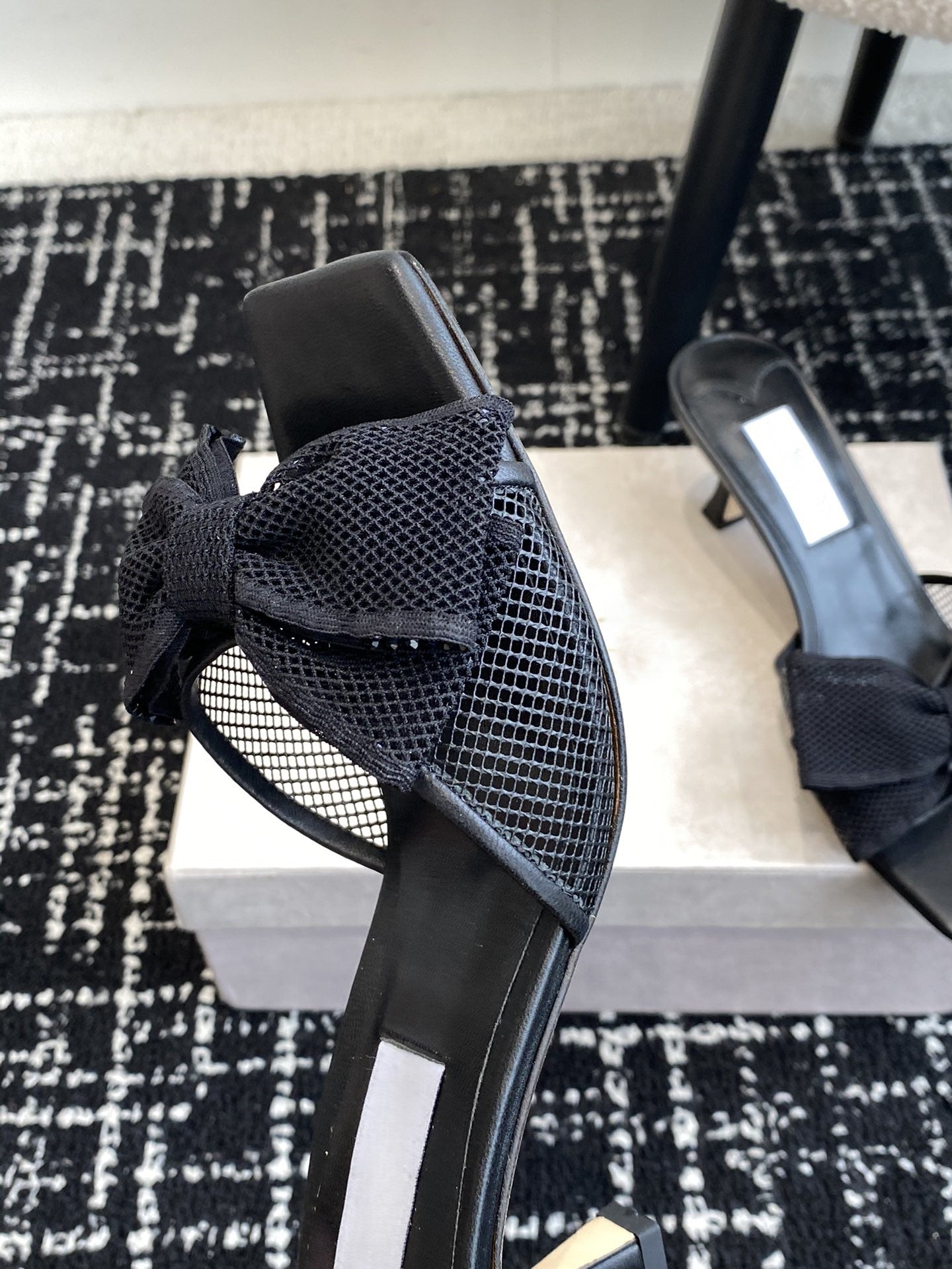 Square Toe Stiletto Bow Slippers