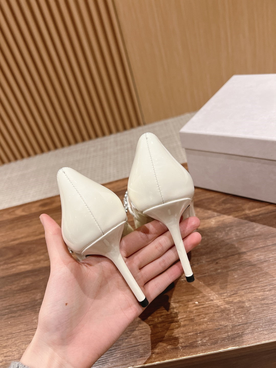 Sheepskin high heels