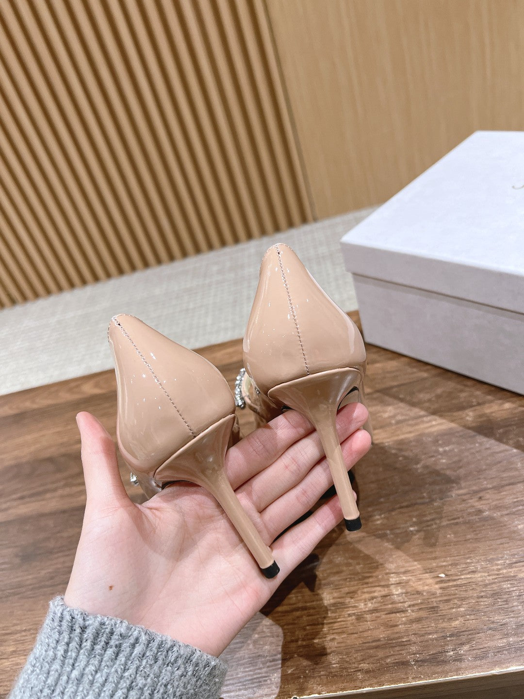 Sheepskin high heels