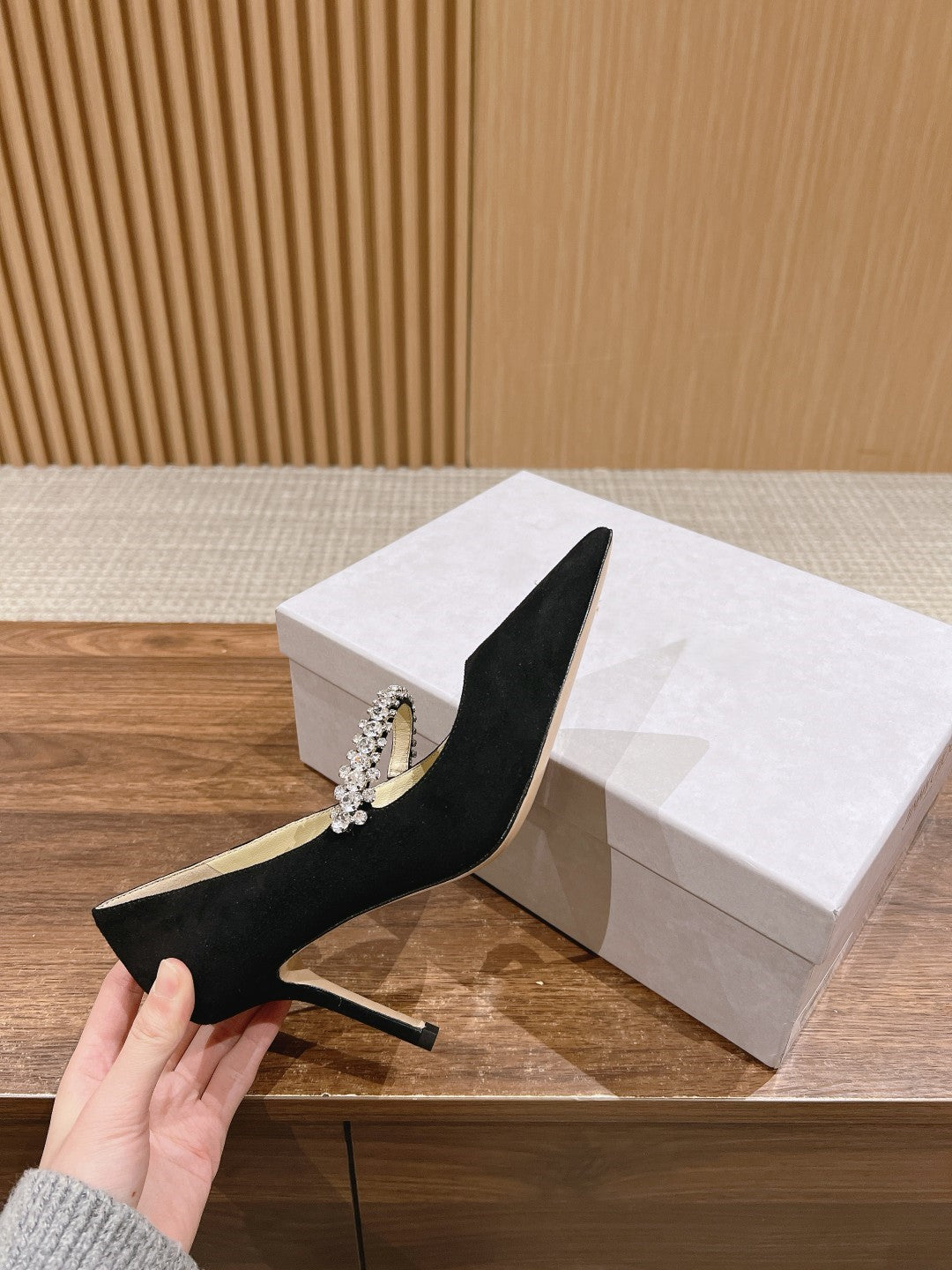 Sheepskin high heels