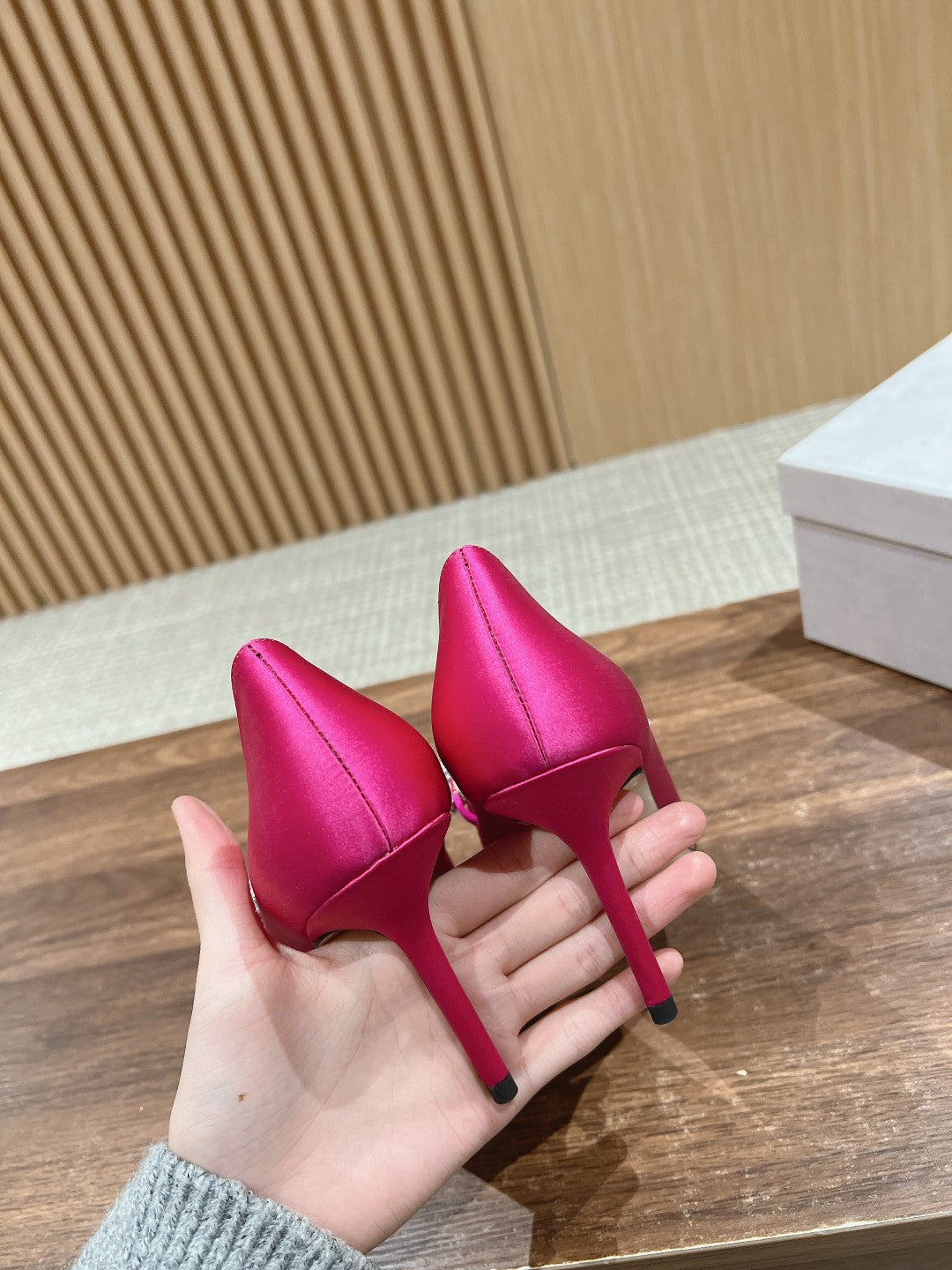Sheepskin high heels